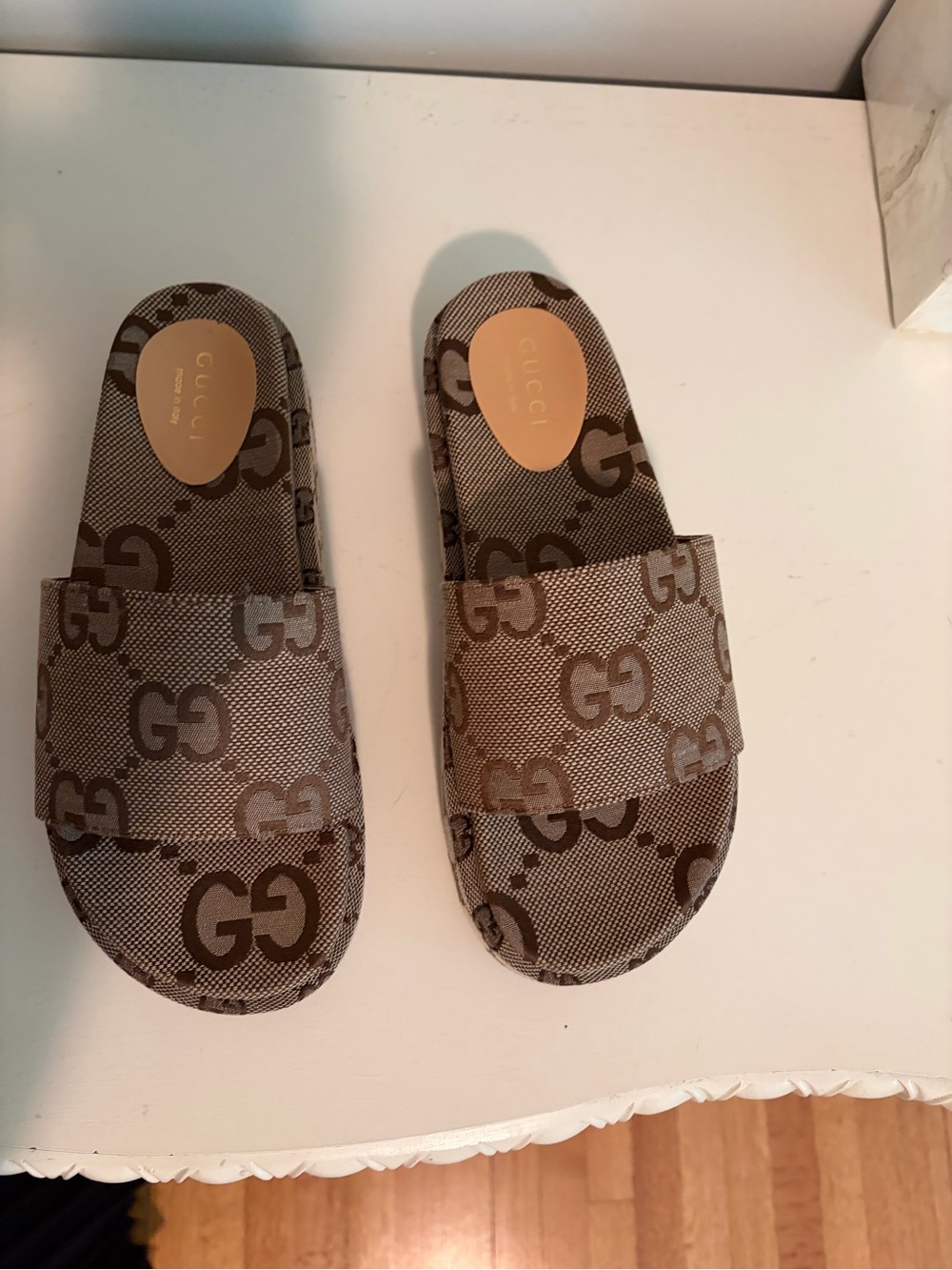 Gucci Brown GG Monogram Slide Sandals